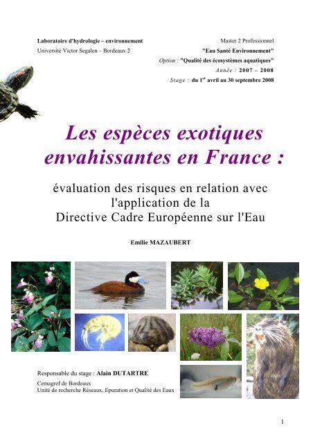 Les Esp Ces Exotiques Envahissantes En France Centre De