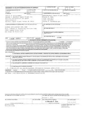 Fillable Online Foia Msfc Nasa CONTRACT 10 CODE AMENDMENT OF