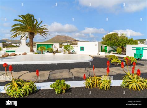 Typical Canarian Style Buildings And Tropical Plants El Campesino