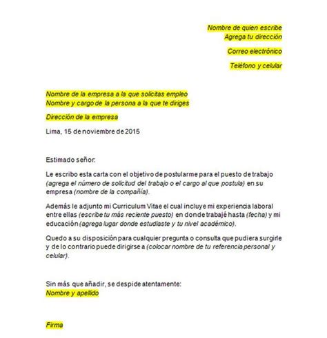 Carta De Solicitud De Trabajo Ejemplo Para Descargar 【enero 2024