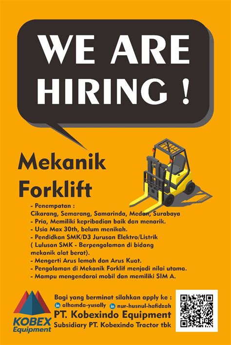 Lowongan Kerja Mekanik Forklift Di Pt Kobexindo Equipment Nugasin