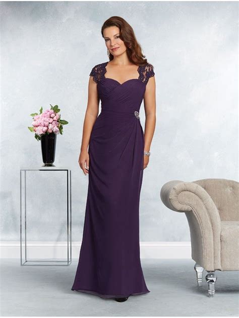 Long Purple Lace Chiffon Mother Of The Bride Dresses 907004 Mother Of The Bride Gown Mother