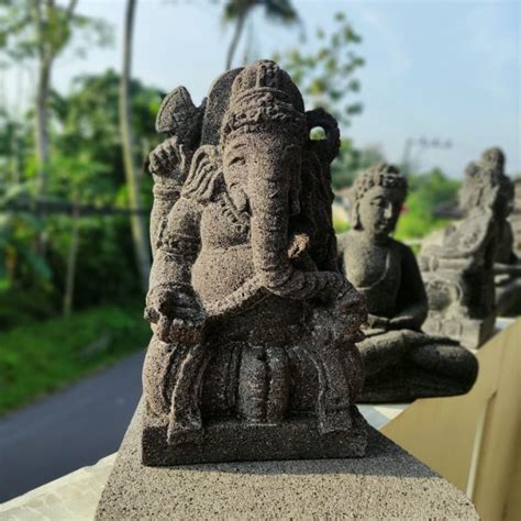 Jual Patung Batu Ganesha Pahat Manual Asli Dekorasi Interior Mewah