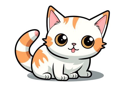 Linda Dibujos Animados Kawaii Gato Pegatina Clipart Ai Generado 23477116 Png