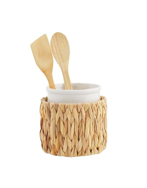 Mud Pie Hyacinth Utensil Crock Set Holder Digs N Gifts