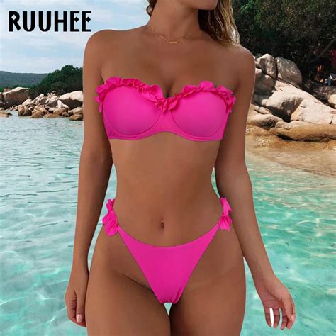 Купить Купальник RUUHEE Bandeau Bikini Swimwear Women Swimsuit Sexy