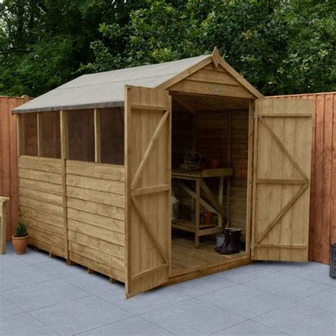 Forest Garden Overlap Pressure Treated X Apex Shed Double Door