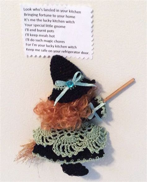 Crocheted Kitchen Witch Broom Doll Fridgie Etsy