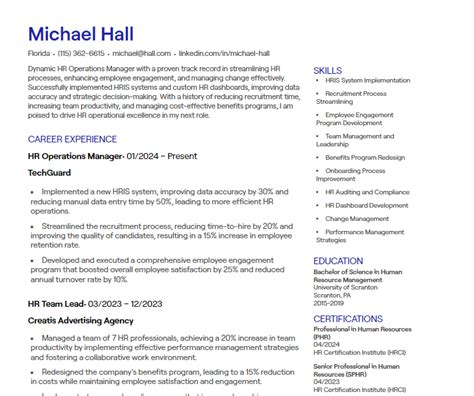 Hr Operations Manager Cv Examples With Free Templates