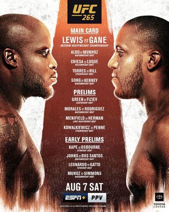 UFC 265: Lewis vs. Gané (08/07/2021) - Houston, TX (Toyota Center ...