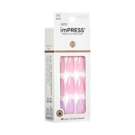 Kiss Impress No Glue Mani Press On Nails Design Moonlit Pink Med Coffin 30 Ct 30 Ct Kroger