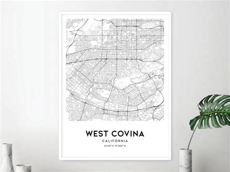 West Covina Map Print, West Covina Map Poster Wall Art, Ca City Map ...