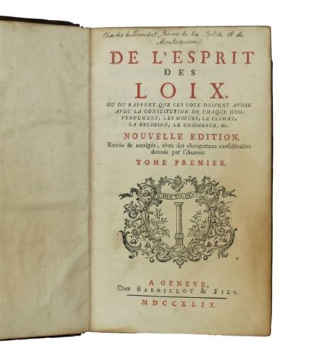 De L Esprit Des Loix