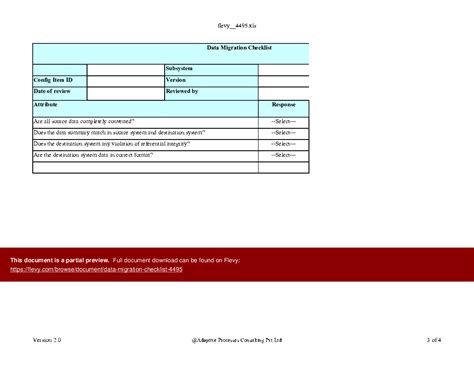 Excel Template Data Migration Checklist Excel Template Xls Flevy