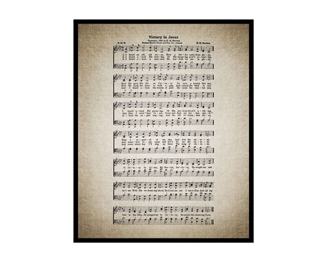 Victory In Jesus Poster Hymnal Sheet Print Sheet Music Art Religious