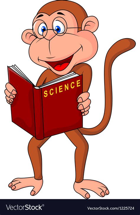 Monkey Cartoon Reading Book Royalty Free Vector Image