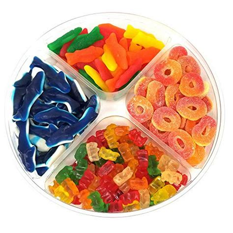 T Tray Gummy Candy Party Mix Blue Baby Sharks Peach Rings Gummy