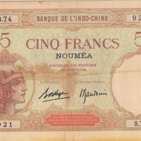 New Caledonia Noumea Francs Nd Scarce Currency Note Kb