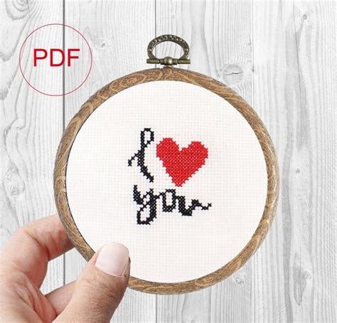 I Love You Cross Stitch Pdf Pattern Etsy Cross Stitch Patterns