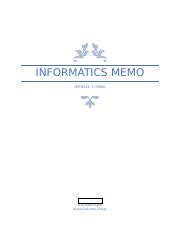 Smith Quantrice HTHS121 Informatics Memo Docx INFORMATICS MEMO