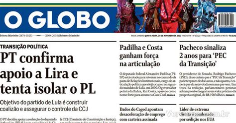 Capa O Globo Quarta 30 De Novembro De 2022