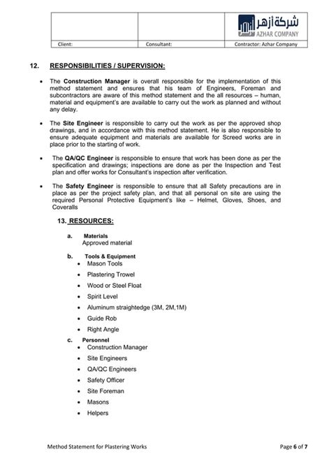 07 Method Statement For Plastering Workspdf