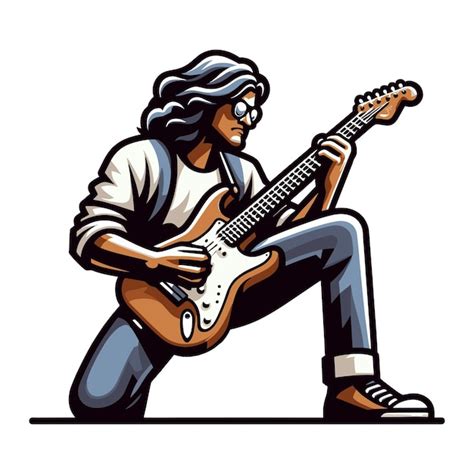 Premium Vector Musician Playing Electric Guitar Rockstar Guitarist