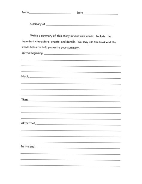 Summary Writing Template