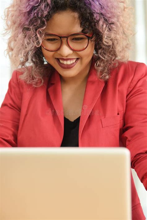 Portrait of Female Executive Sitting at Her Desk Stock Image - Image of ...