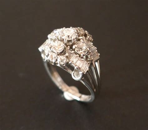 Proantic Bague Fleur Platine Diamants