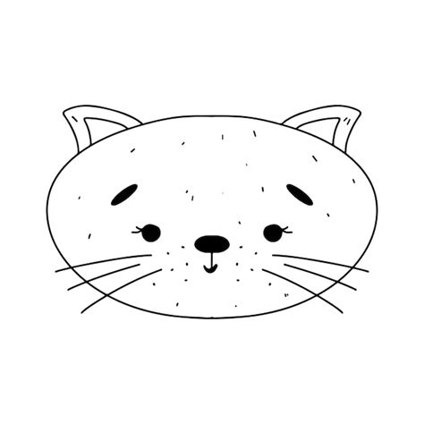 Premium Vector Funny Kitten Face In Hand Drawn Doodle Style Vector