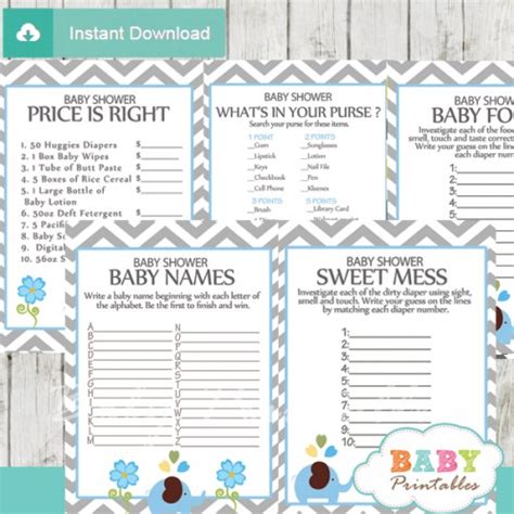 Blue Elephant Baby Shower Games D Baby Printables