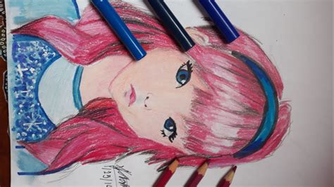 Cute Anime Girl Drawing Time Lapse Colored Pencil Youtube