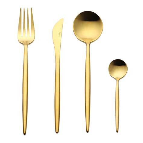 Lekoch Cutlery Set Stainless Steel Golden Dinner Fork And Dinner