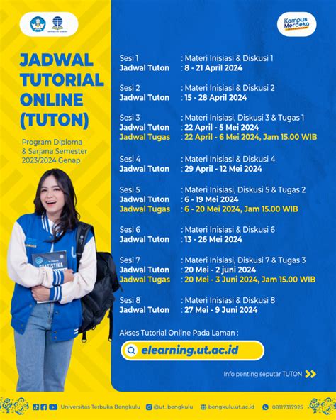 Jadwal Tutorial Online TUTON Program Diploma Sarjana Semester 2023