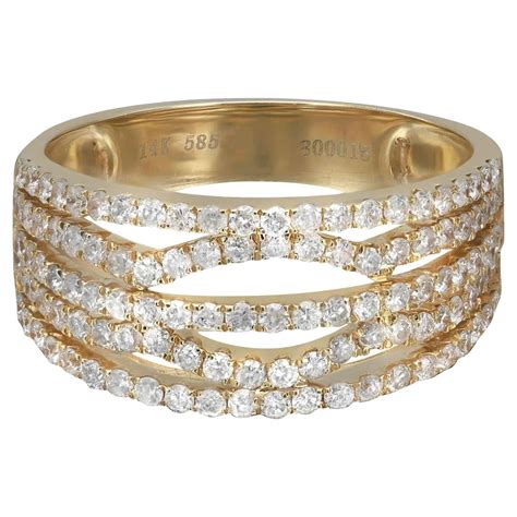 Cttw Prong Set Round Cut Diamond Band Ring K Yellow Gold For Sale