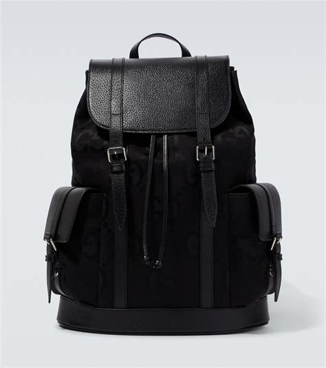 Gucci Jumbo Gg Leather Trimmed Backpack In Black For Men Lyst