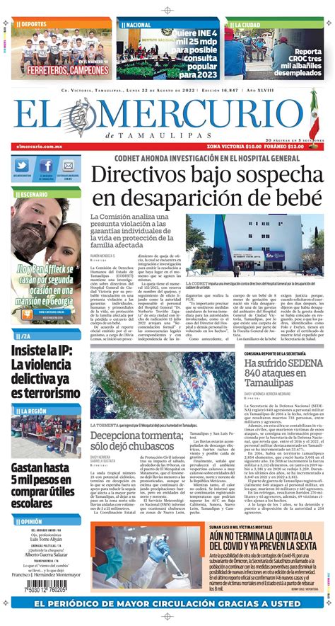 El Mercurio De Tamaulipas 22 De Agosto De 2022 By El Mercurio De Tamaulipas Online Issuu