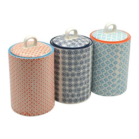 Nicola Spring Patterned Porcelain Canisters Set Of 3 - Organic Tea