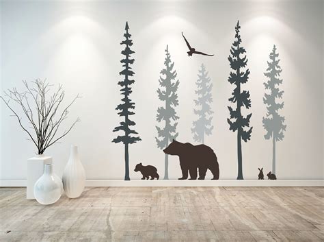 Bear Wall Decal Bear Wall Decor Tree Wall Decals Nursery Etsy