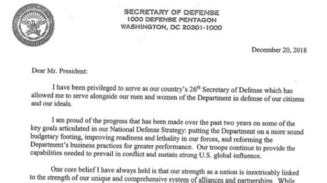 Mattis Resignation Letter Lists Ways He Was Not Aligned With Trump