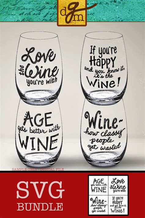 Wine Glass SVG Bundle Funny Wine Glass Labels Wine SVG Cut | Etsy