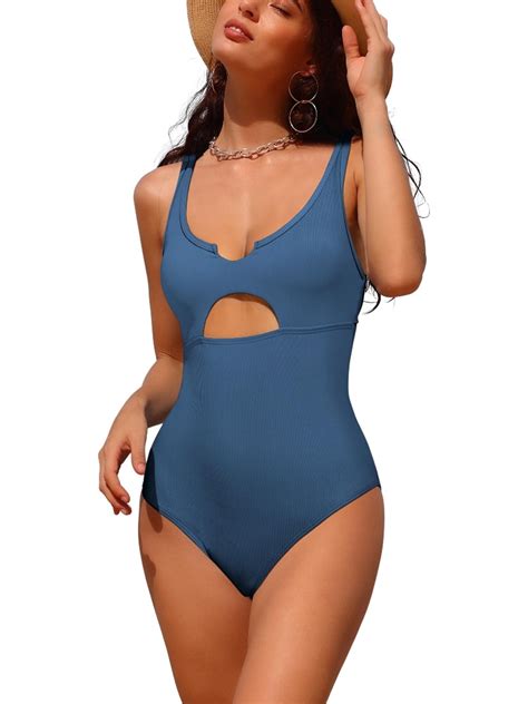 Womens Tummy Control Monikini Swimsuit For Lady Cut Out One Piece Bath