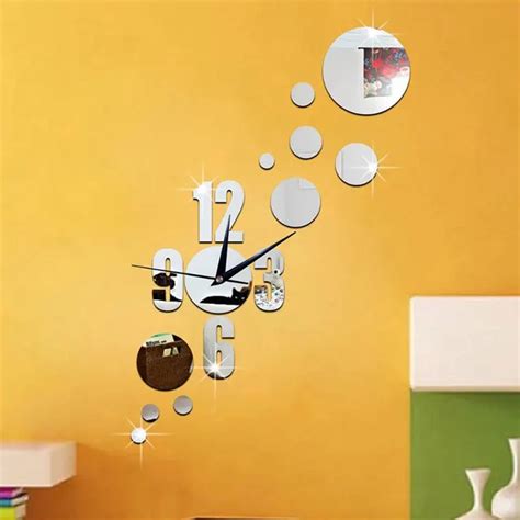 D Large Clock Wall Sticker Mirror Clock Stickers Modern Design Living