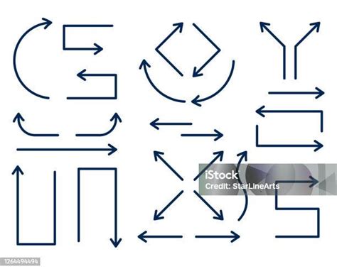 Ilustración De Conjunto De Flechas Direccionales En Estilo De Línea