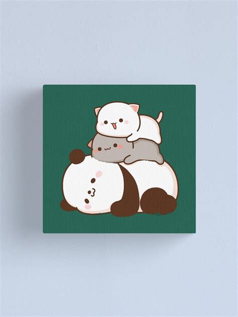 Mochi Mochi Peach Cat Peach Goma And Panda Canvas Print For Sale