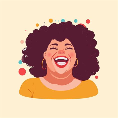 Grandes Mujeres Risas Y Alegría Sonrisa Cara Ilustración Plana Vector