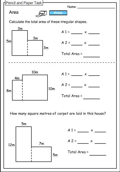 Find Area Of Irregular Shapes Worksheets