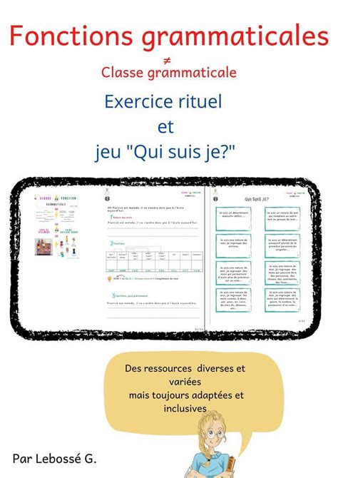 EXERCICE RITUEL Et Jeu Sur Les Classes Et Fonctions De GRAMMAIRE