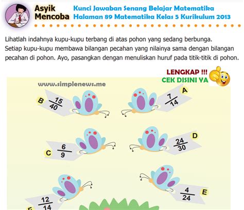 Lengkap Kunci Jawaban Senang Belajar Matematika Halaman